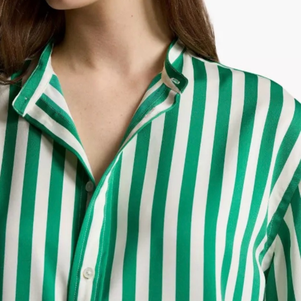 New York & Company size M woman Green and White Striped Camisole